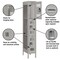 Salsbury Industries Wardrobe Locker, 12" W, 18" D, 78" H, (1) Wide, (3) Openings, Gray 73168GY-A